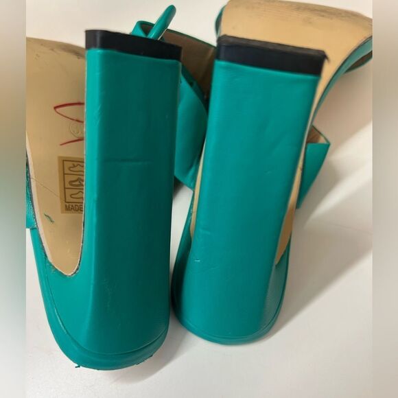 Women’s Green buckle open toe slip on high heels shoes, size 8 - Picture 8 of 8